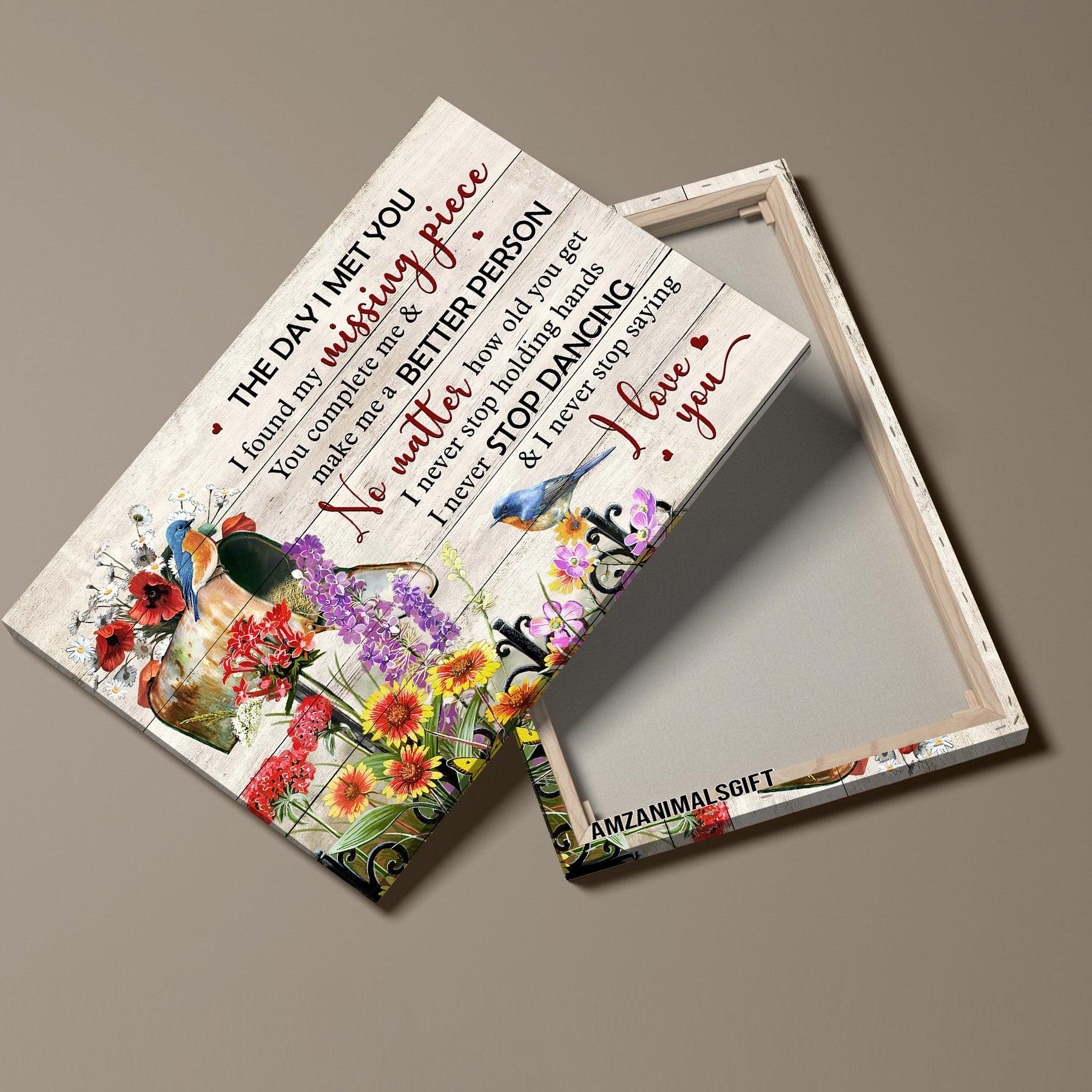 Couple Premium Wrapped Landscape Canvas - Flower Garden, Birdhouse, Hummingbird, I Never Stop Saying I Love You - Perfect Gift For Couple, Spouse - Image 3