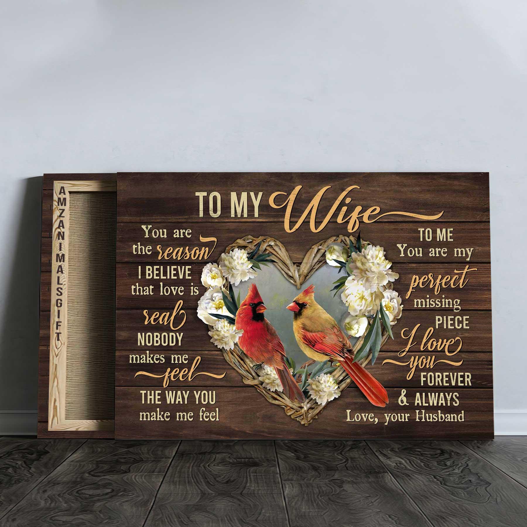 Couple Premium Wrapped Landscape Canvas - To My Wife, Cardinal Couple, You Are My Perfect Missing Piece - Perfect Gift For Couple, Spouse - Image 2