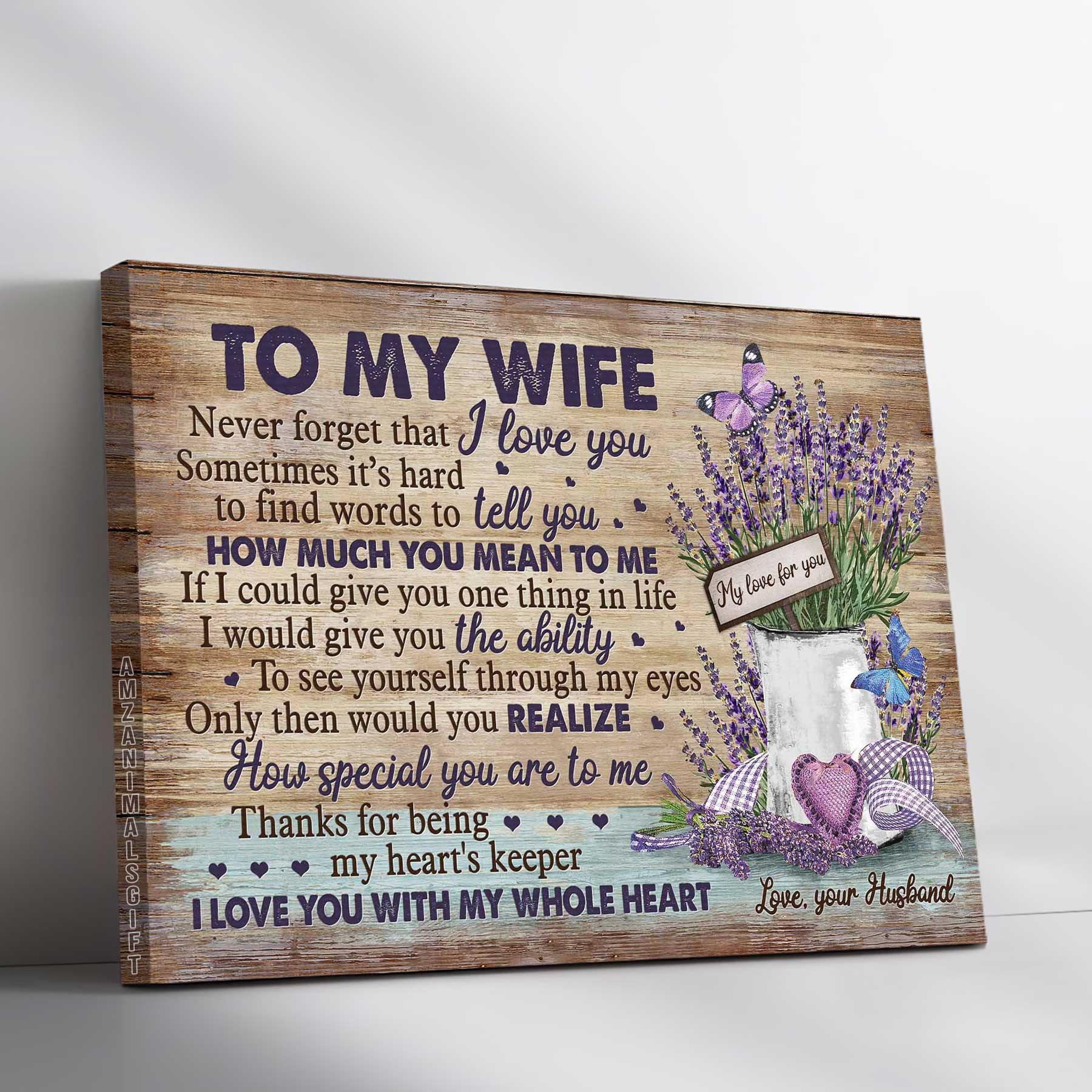 Couple Premium Wrapped Landscape Canvas - To My Wife, Lavender, I Love You With My Whole Heart - Perfect Gift For Couple, Spouse