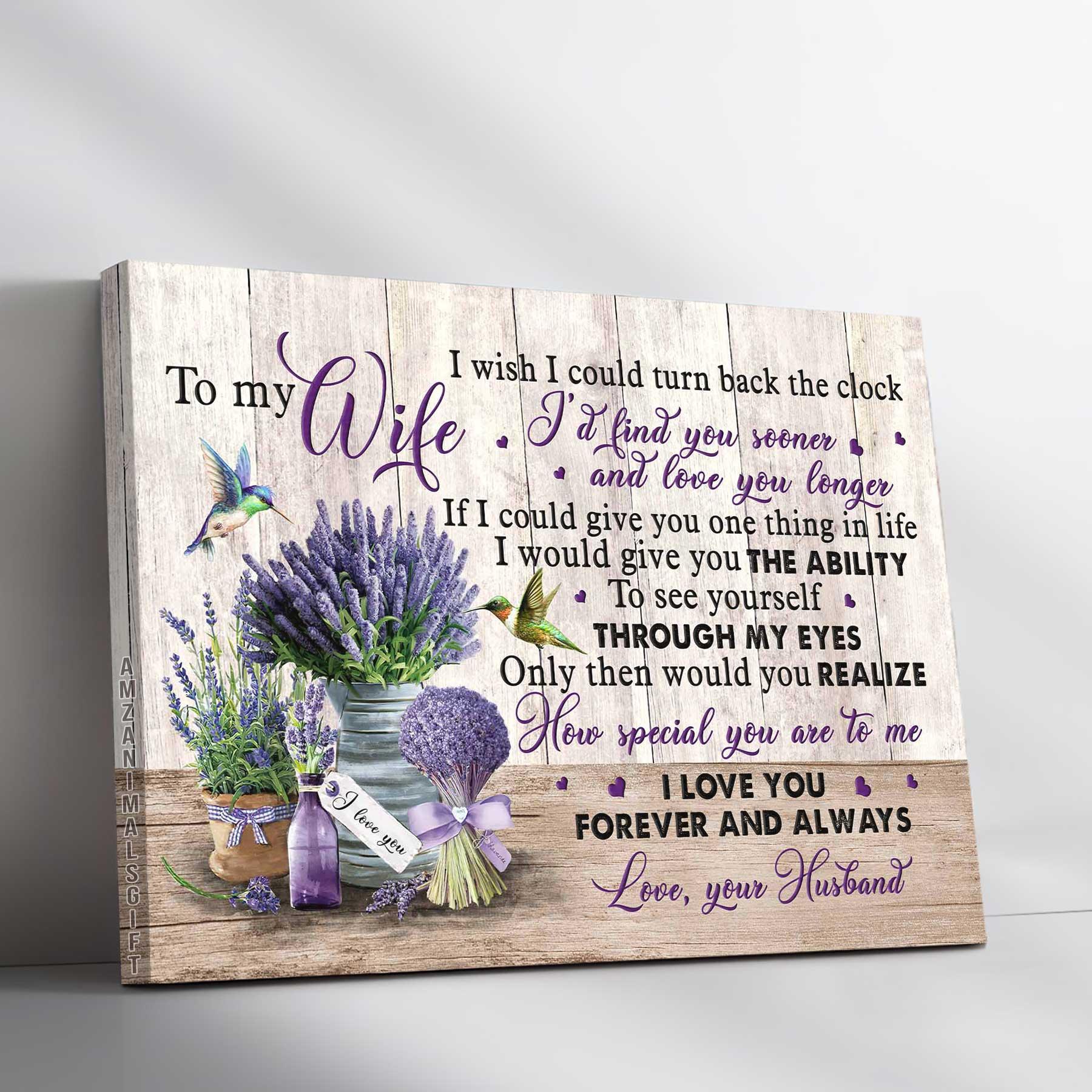 Couple Premium Wrapped Landscape Canvas - To My Wife, Lavender Painting, Hummingbird, In My Eye You Are Special - Perfect Gift For Couple, Spouse