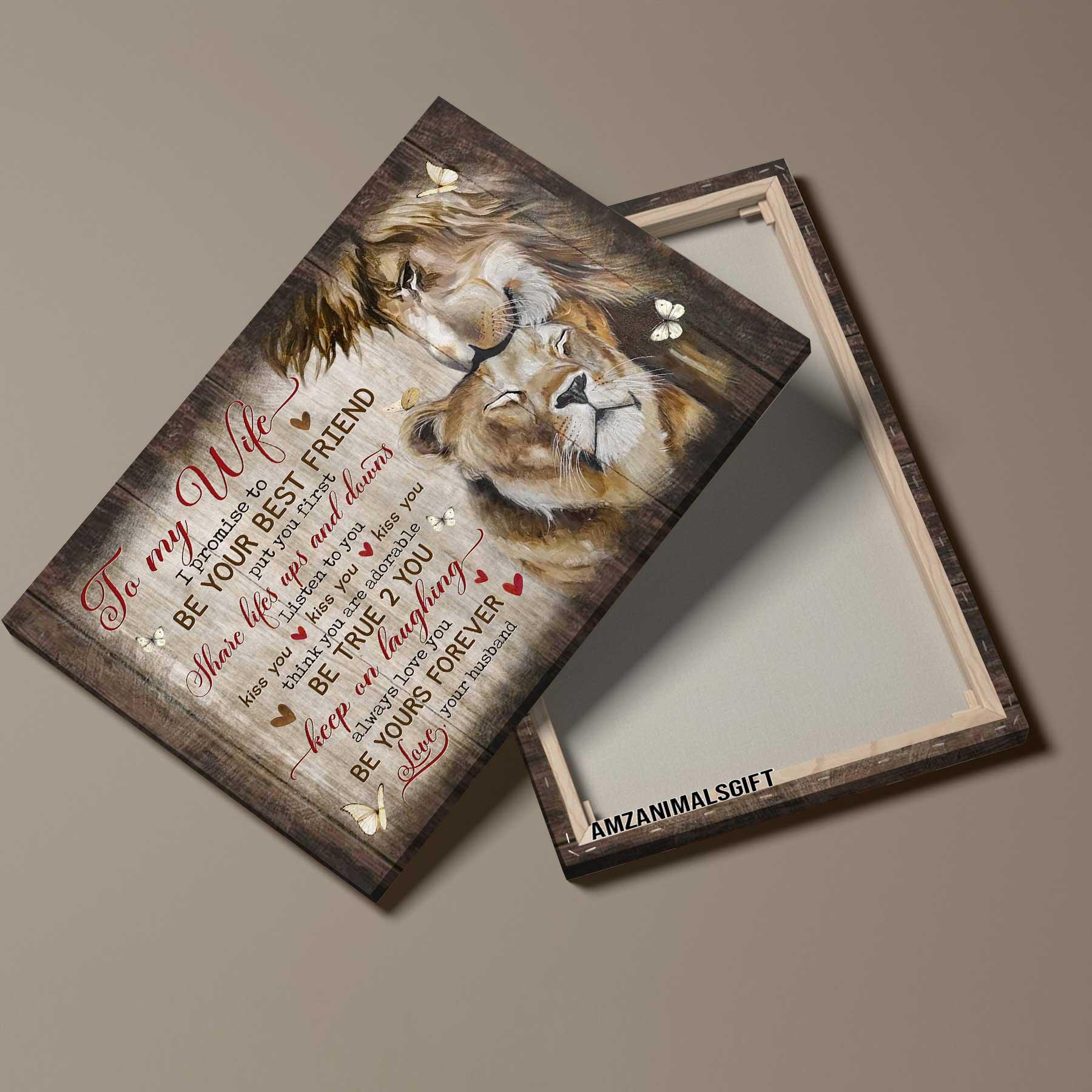 Couple Premium Wrapped Landscape Canvas - To My Wife, Lion Drawing, I Promise To Be Your Best Friend - Perfect Gift For Couple, Spouse - Image 3