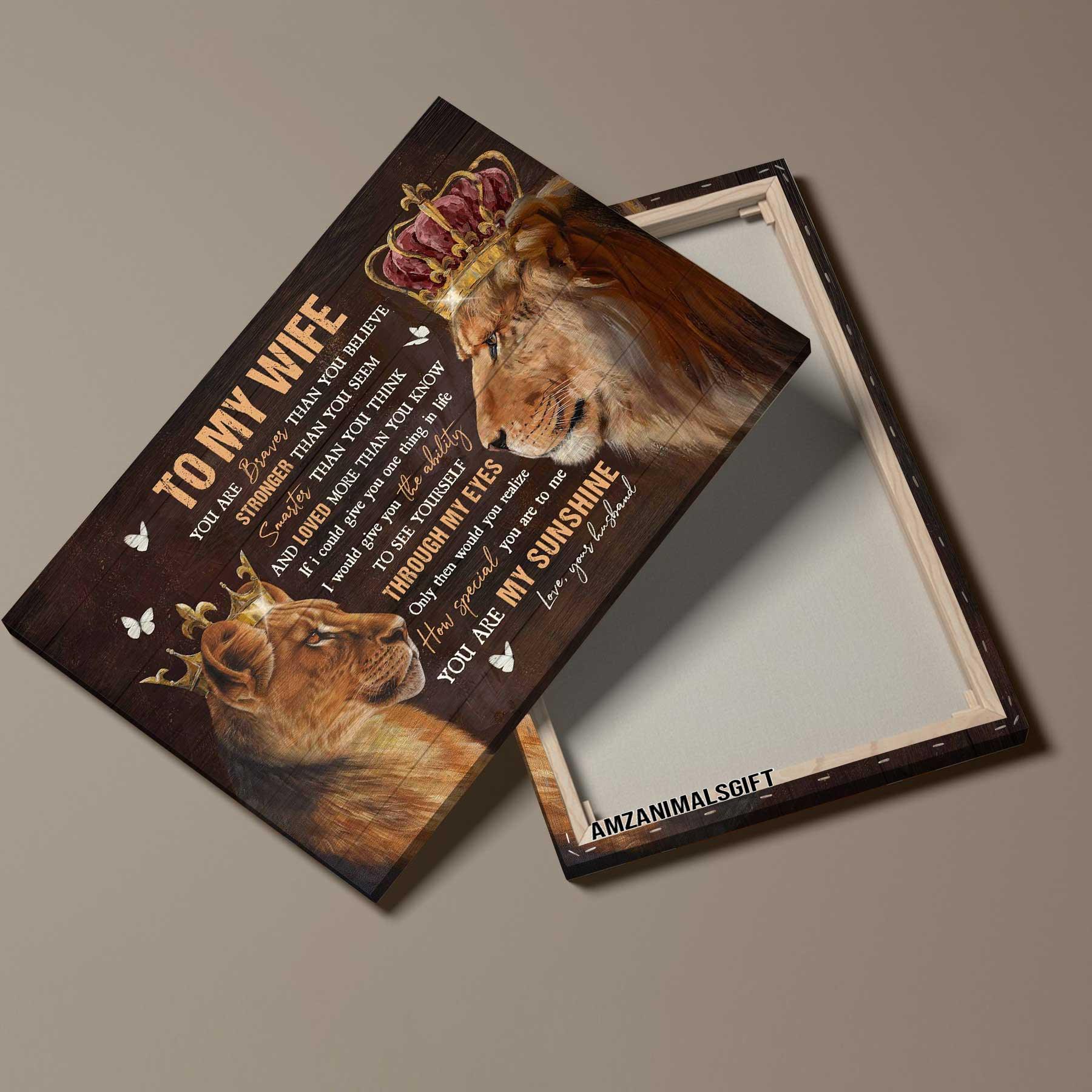 Couple Premium Wrapped Landscape Canvas - To My Wife, Lion King, Lion Queen, You Are My Sunshine, Valentine's Day Gift - Gift For Wife, Lovers - Image 4