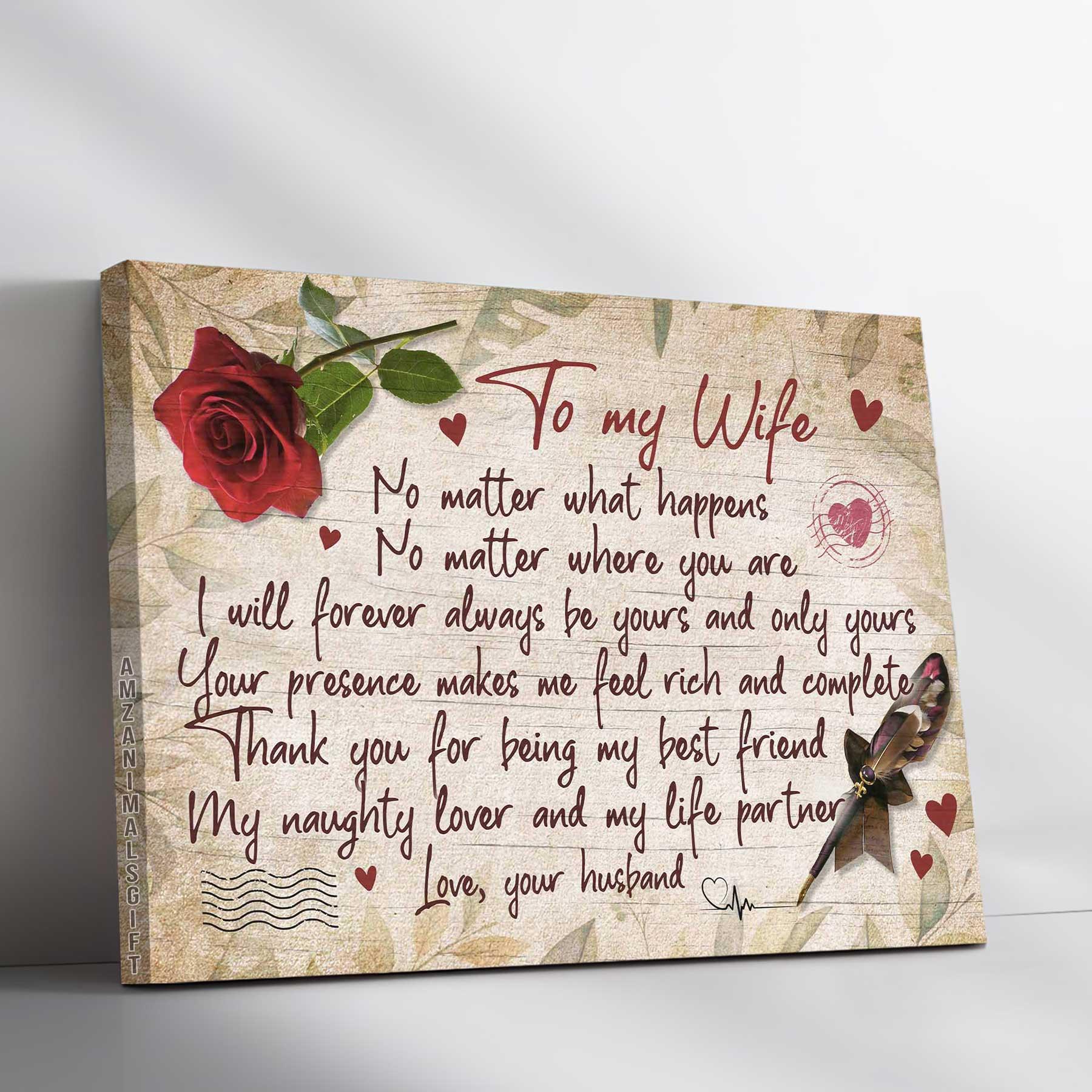 Couple Premium Wrapped Landscape Canvas - To My Wife, Love Letter, Rose Flower, Thank You For Being My Life Partner - Perfect Gift For Couple, Spouse