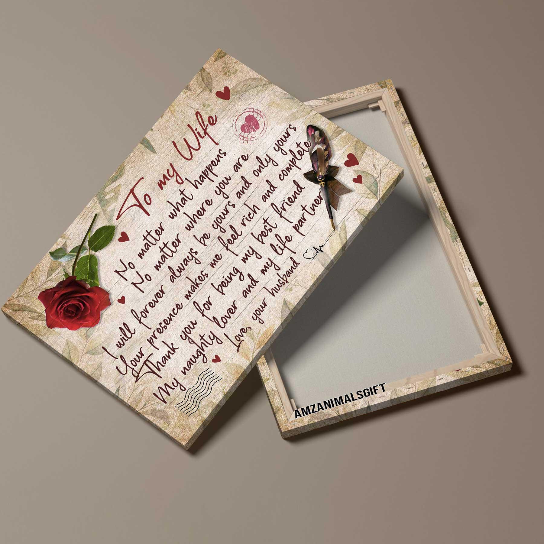 Couple Premium Wrapped Landscape Canvas - To My Wife, Love Letter, Rose Flower, Thank You For Being My Life Partner - Perfect Gift For Couple, Spouse - Image 3
