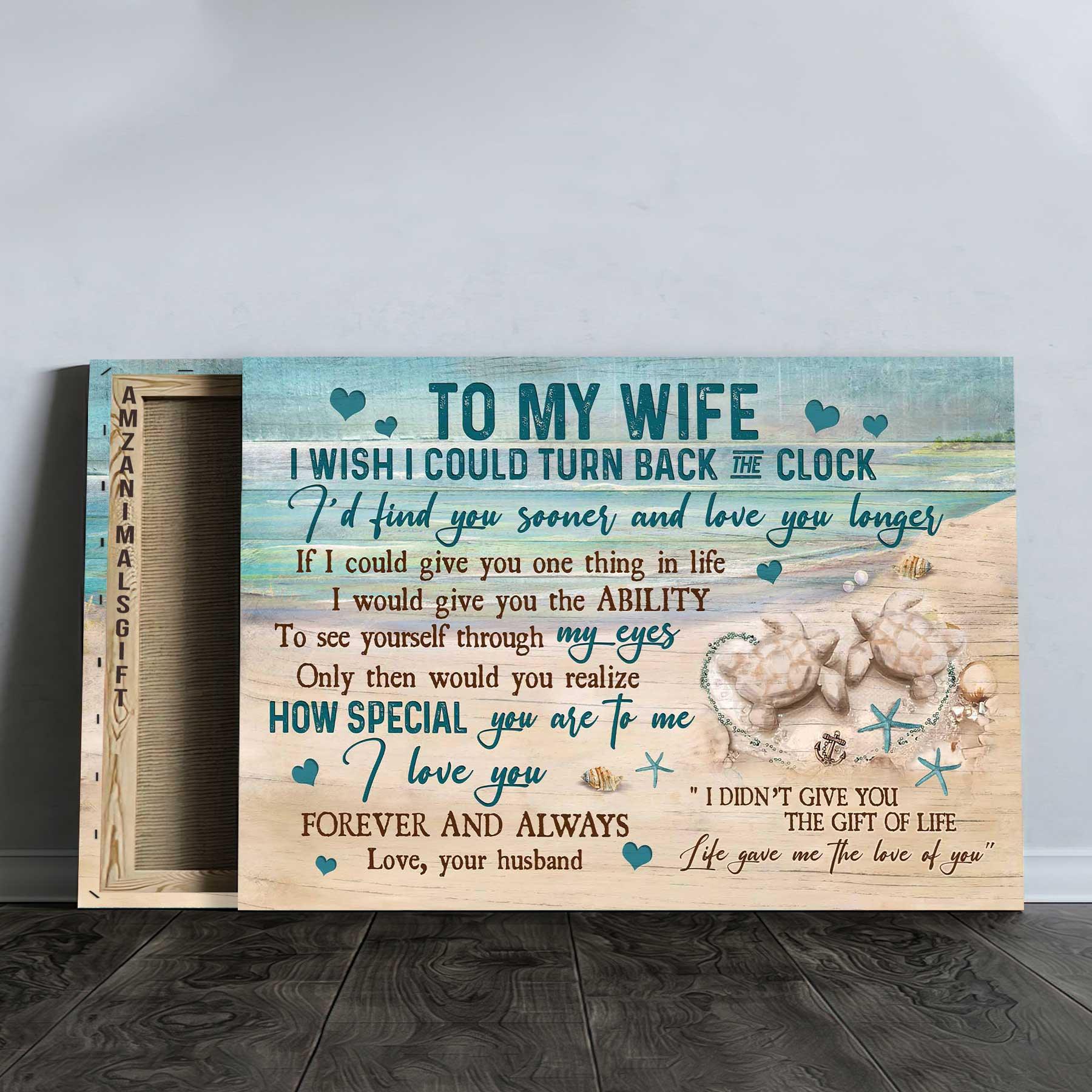Couple Premium Wrapped Landscape Canvas - To My Wife, Sand Turtle, Sand Beach, Life Gave Me The Love Of You - Perfect Gift For Wife, Couple, Spouse - Image 2
