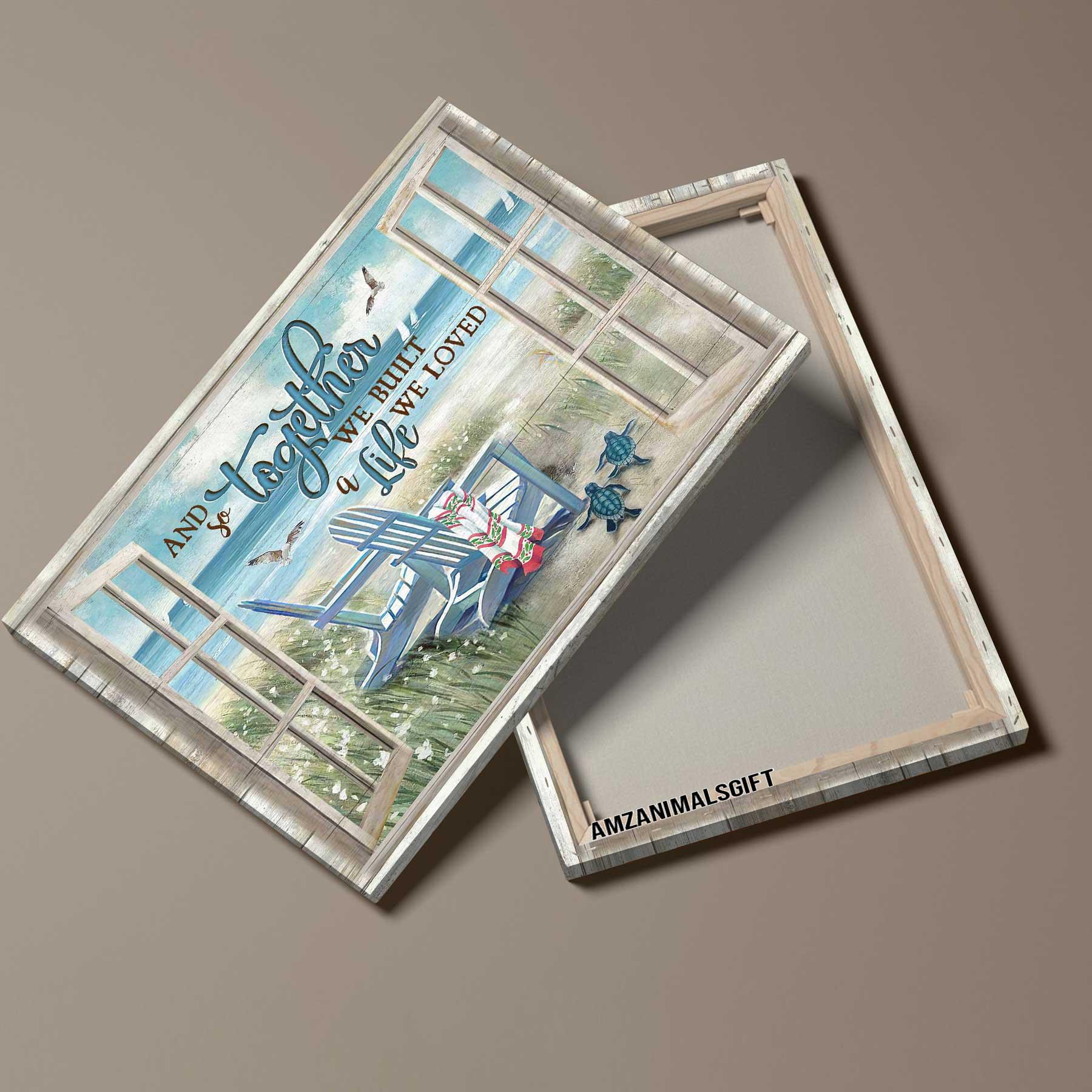 Couple Premium Wrapped Landscape Canvas - Window, Beach, Beach Chair - And So Together We Built A Life We Loved - Gift For Couple, Lovers - Image 4