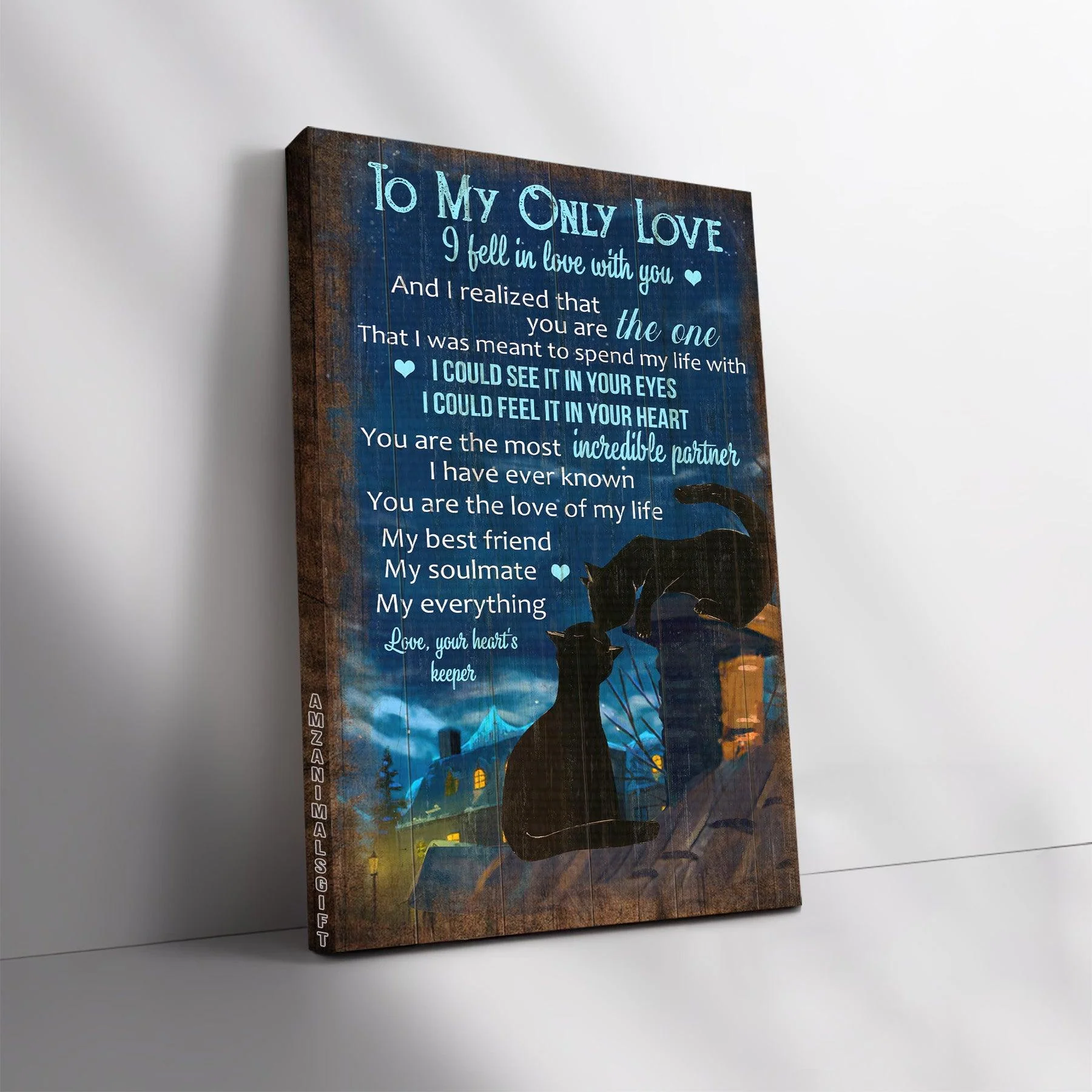 Couple Premium Wrapped Portrait Canvas - Black Cat, Wonderful Night, To My Only Love - Gift For Couple, Spouse, Lover
