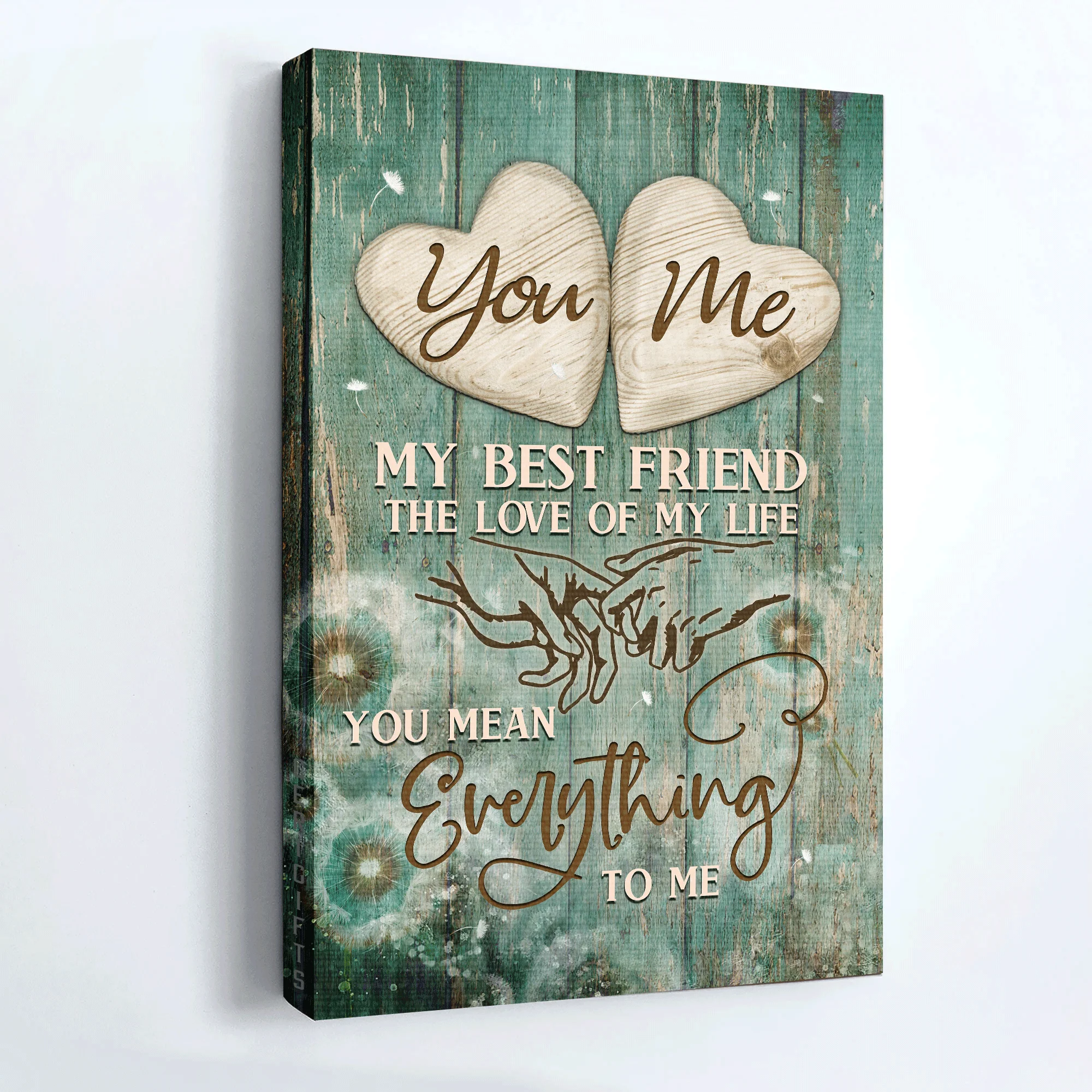 Couple Premium Wrapped Portrait Canvas - Holding Hands, Vintage Painting, You Mean Everything To Me - Gift For Couple, Lovers