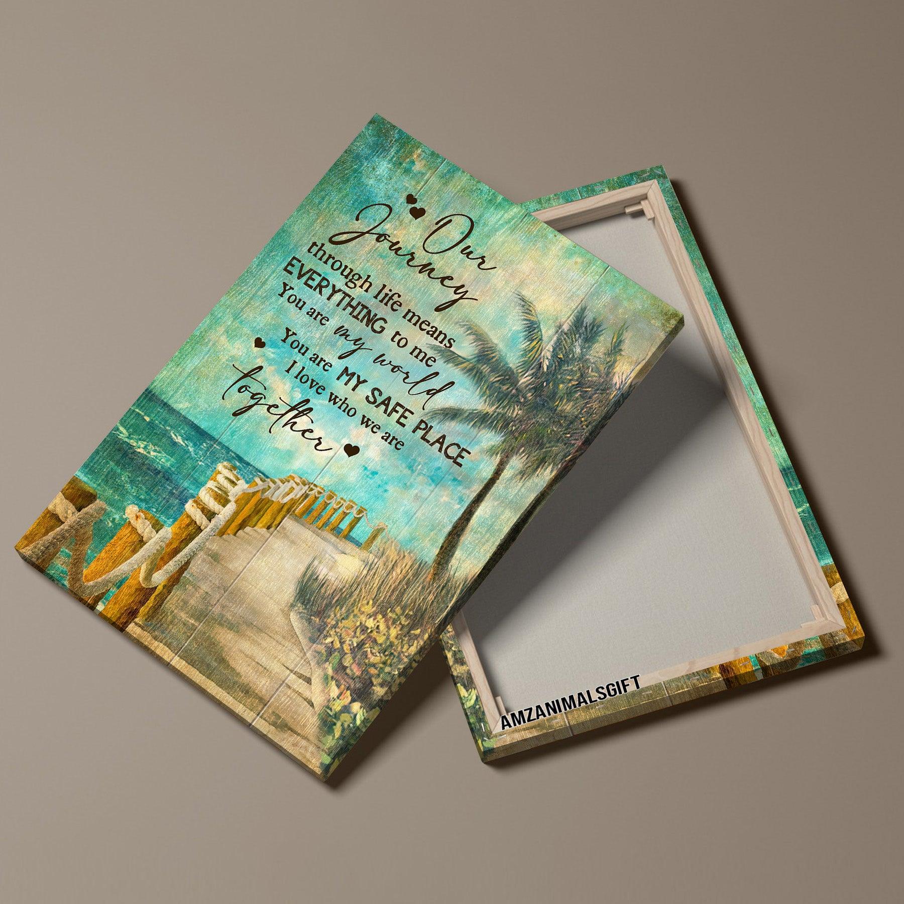 Couple Premium Wrapped Portrait Canvas - Ocean View, Blue Sky Painting, Road By The Sea, You Are My World - Perfect Gift For Couple, Spouse - Image 4