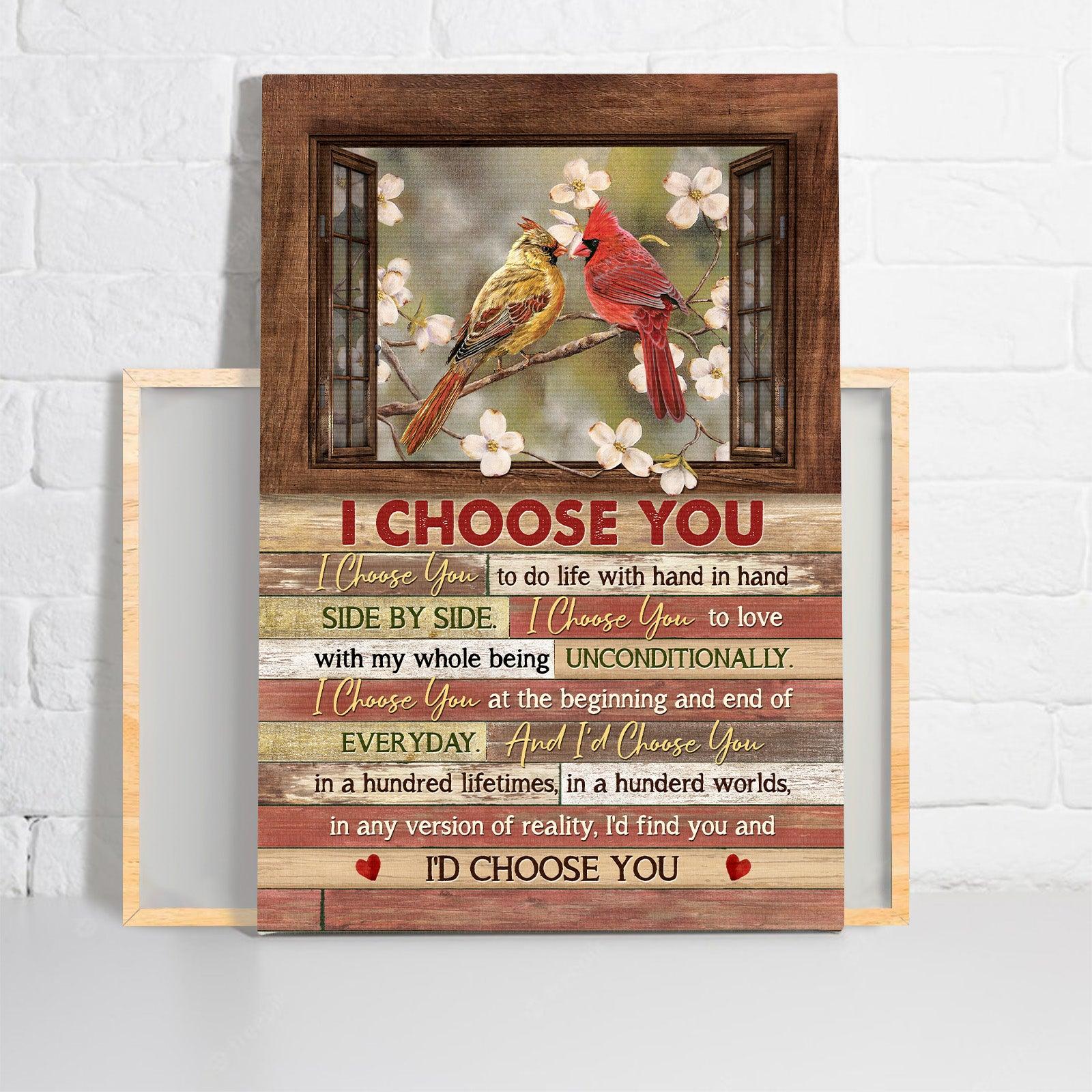 Couple Premium Wrapped Portrait Canvas - Spring Forest, Pretty Cardinal, Small Window, I Choose You - Perfect Gift For Couple, Lovers - Image 2