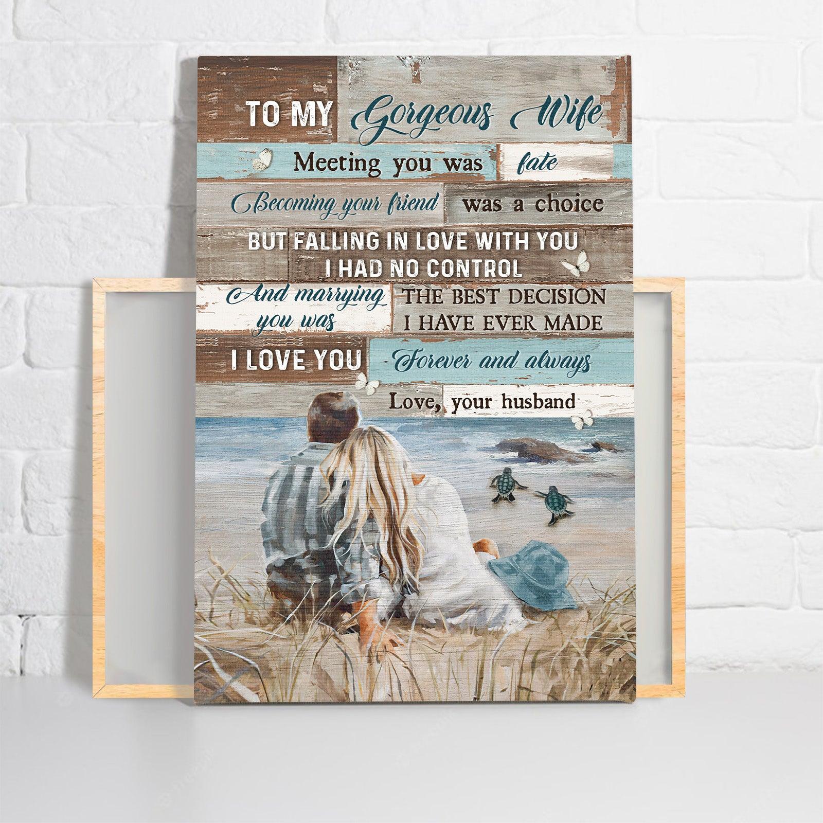 Couple Premium Wrapped Portrait Canvas - To My Wife, Couple Drawing, Ocean View, I Love You Forever And Always - Perfect Gift For Wife, Couple, Spouse - Image 2