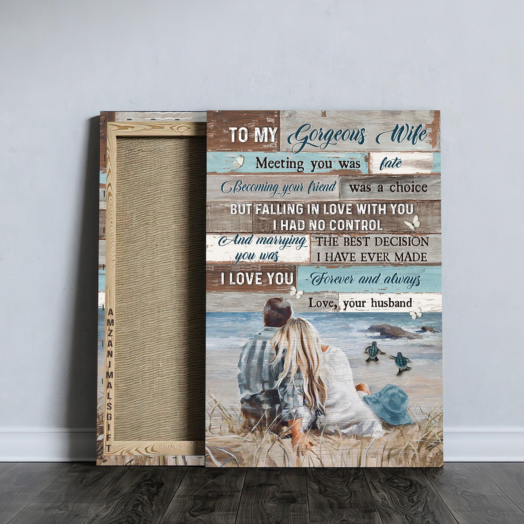 Couple Premium Wrapped Portrait Canvas - To My Wife, Couple Drawing, Ocean View, I Love You Forever And Always - Perfect Gift For Wife, Couple, Spouse - Image 3