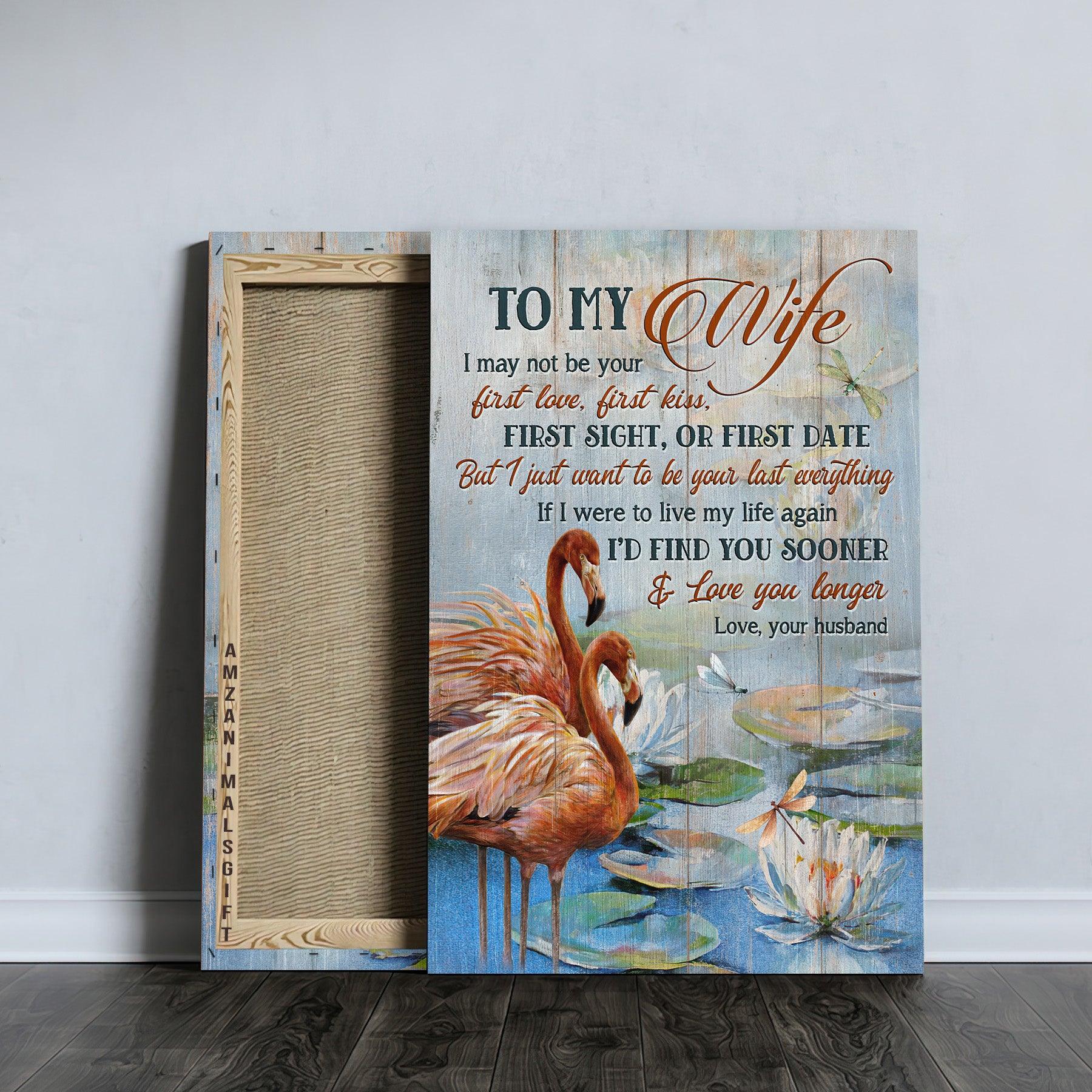 Couple Premium Wrapped Portrait Canvas - To My Wife, Pretty Flamingo, Lotus Painting, I'd Find You Sooner - Perfect Gift For Wife, Spouse - Image 3