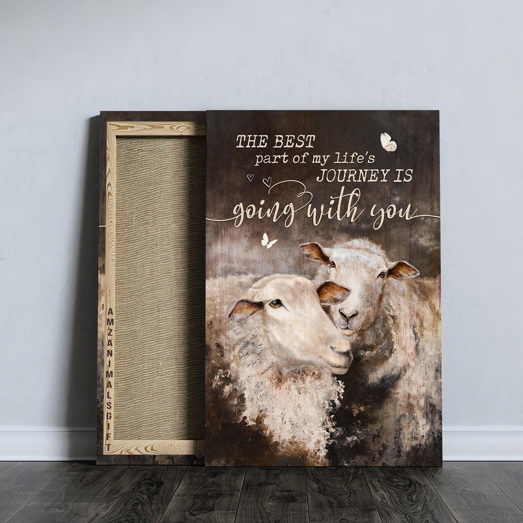 Couple Premium Wrapped Portrait Canvas - Vintage Painting, Lambs, The Best Part Of My Life's Journey Is With You - Perfect Gift For Couple, Spouse - Image 3