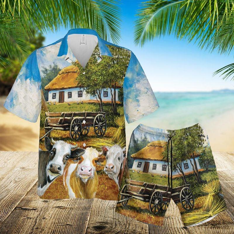 Cow Aloha Hawaiian Shirt - Cow Farm Holiday Printed Hawaiian Shirt, Cattle Farmer Summer Hawaiian Shirt For Men & Women, Cow Lover