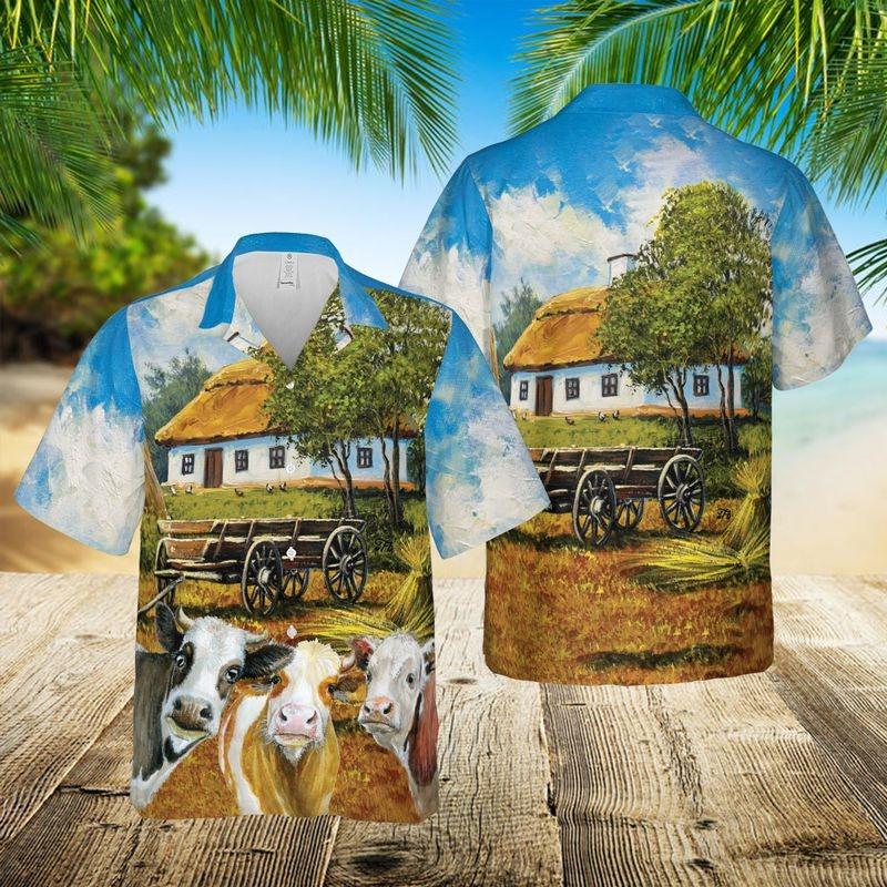 Cow Aloha Hawaiian Shirt - Cow Farm Holiday Printed Hawaiian Shirt, Cattle Farmer Summer Hawaiian Shirt For Men & Women, Cow Lover - Image 3