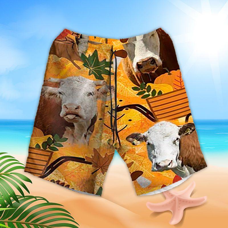 Cow Aloha Hawaiian Shirts For Summer, Autumn Pattern Hawaiian Set For Men Women, Thanksgiving Gift For Friend, Farmer, Harvest Day, Cow Lovers - Image 3