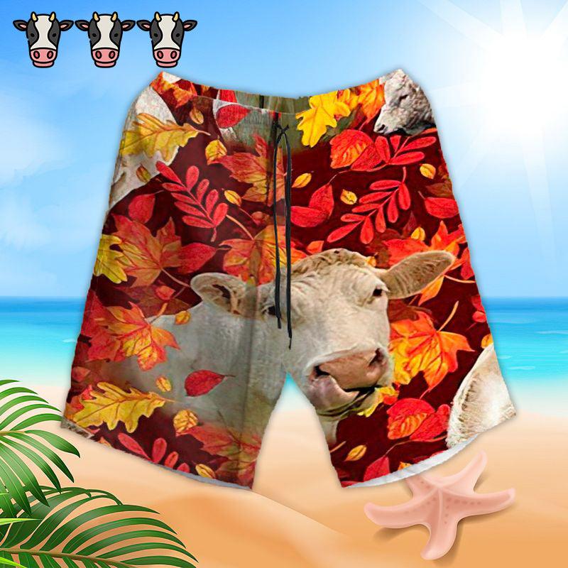 Cow Aloha Hawaiian Shirts For Summer, Cattle Autumn Leaf Pattern Cow Farm Hawaiian Set For Men Women, Gift For Farmer, Thanksgiving Day, Friend - Image 4