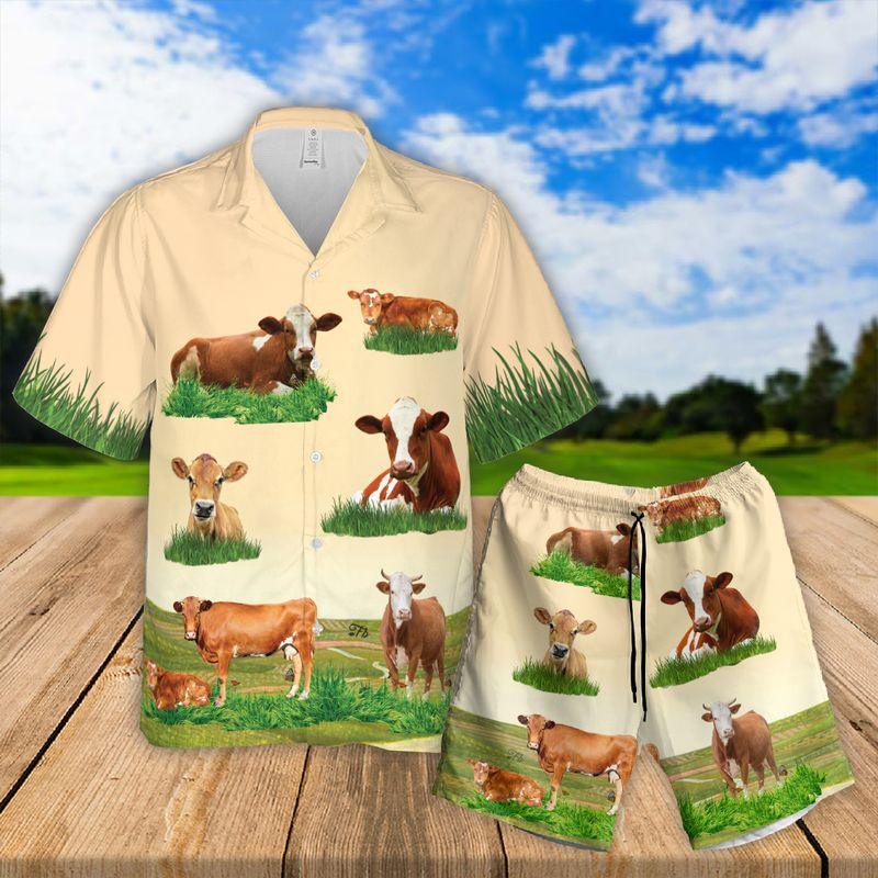 Cow Aloha Hawaiian Shirts For Summer - Cow Farm Art Hawaiian Set Vacation Outfits For Men Women - Gift For Cow Lovers, Farmers, Friend