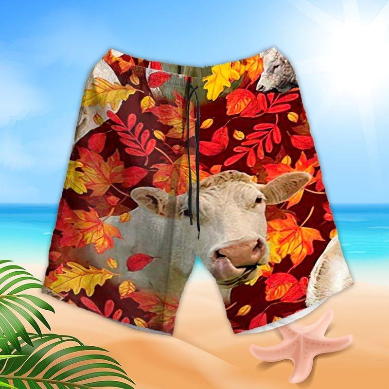 Cow Cattle Aloha Hawaiian Shirt - Cow Farm Pattern Hawaiian Shirt, Autumn Leaf Pattern Hawaiian Shirt For Men & Women, Cow Lover - Image 3