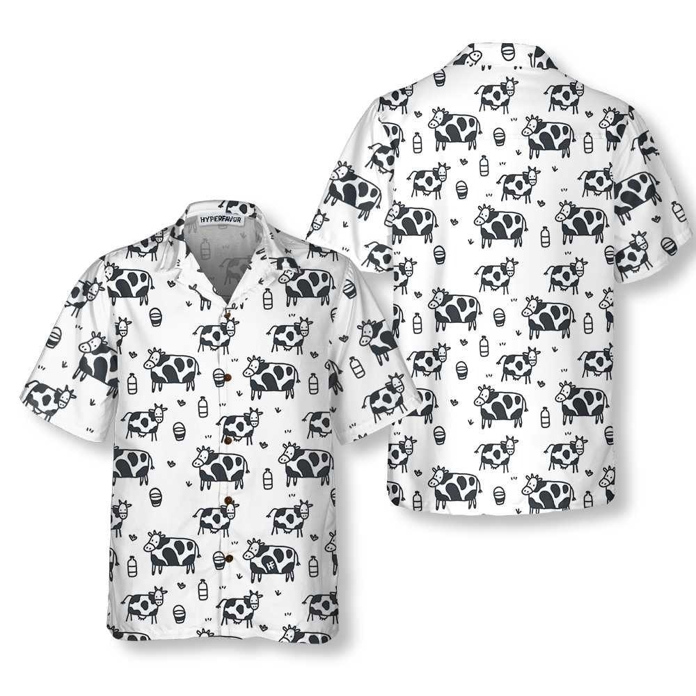 Cow Hawaiian Shirt, Cartoon Cow, Funny Cow Aloha Shirt For Men Women - Perfect Gift For Cow Lovers, Husband, Boyfriend, Friend, Family, Wife