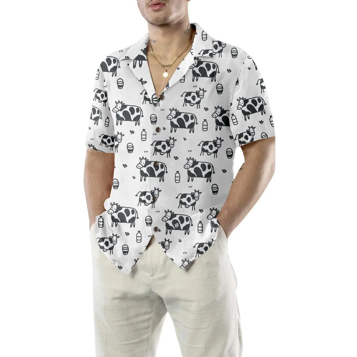 Cow Hawaiian Shirt, Cartoon Cow, Funny Cow Aloha Shirt For Men Women - Perfect Gift For Cow Lovers, Husband, Boyfriend, Friend, Family, Wife - Image 5