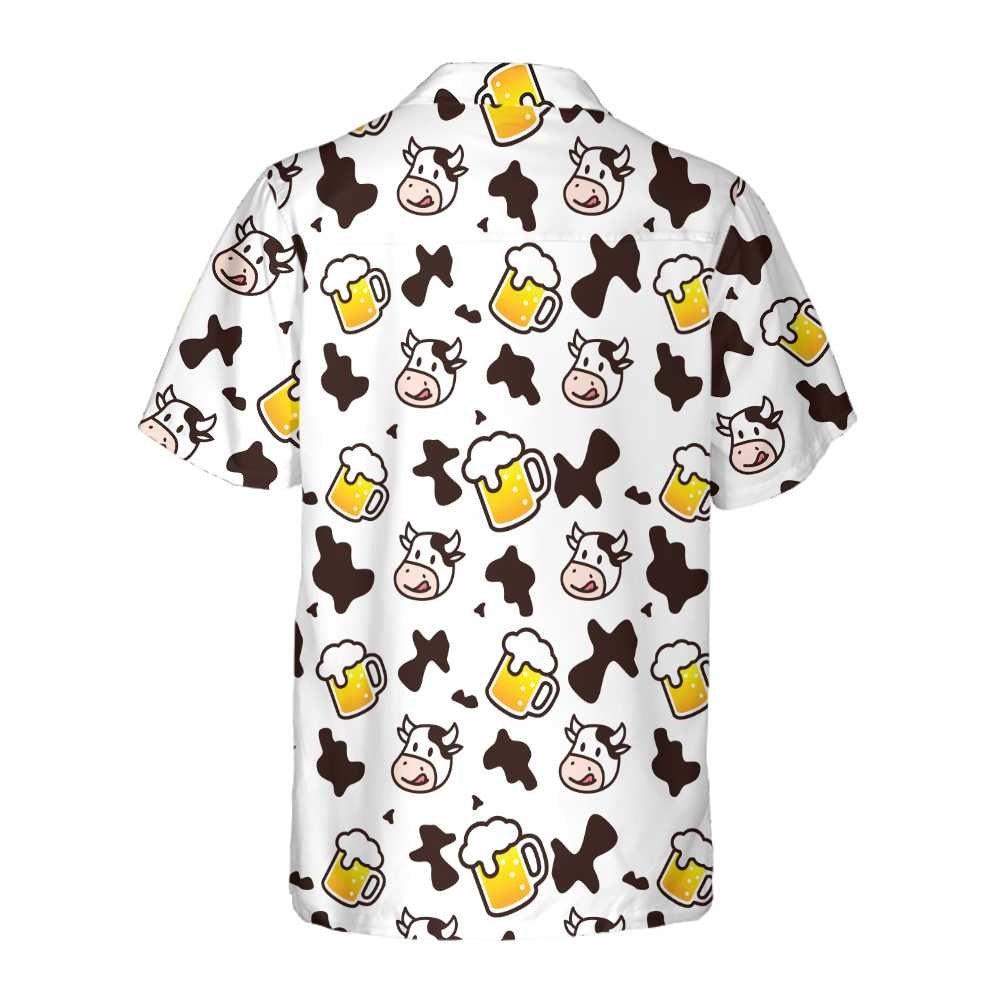 Cow Hawaiian Shirt, Cow And Beer Mug Seamless Pattern Aloha Shirt For Men Women - Perfect Gift For Cow Lovers, Husband, Boyfriend, Friend, Family,Wife - Image 2