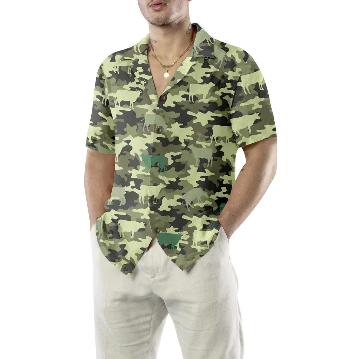Cow Hawaiian Shirt, Funny Cow Camouflage Cow Aloha Shirt For Men Women - Perfect Gift For Cow Lovers, Husband, Boyfriend, Friend, Family, Wife - Image 5
