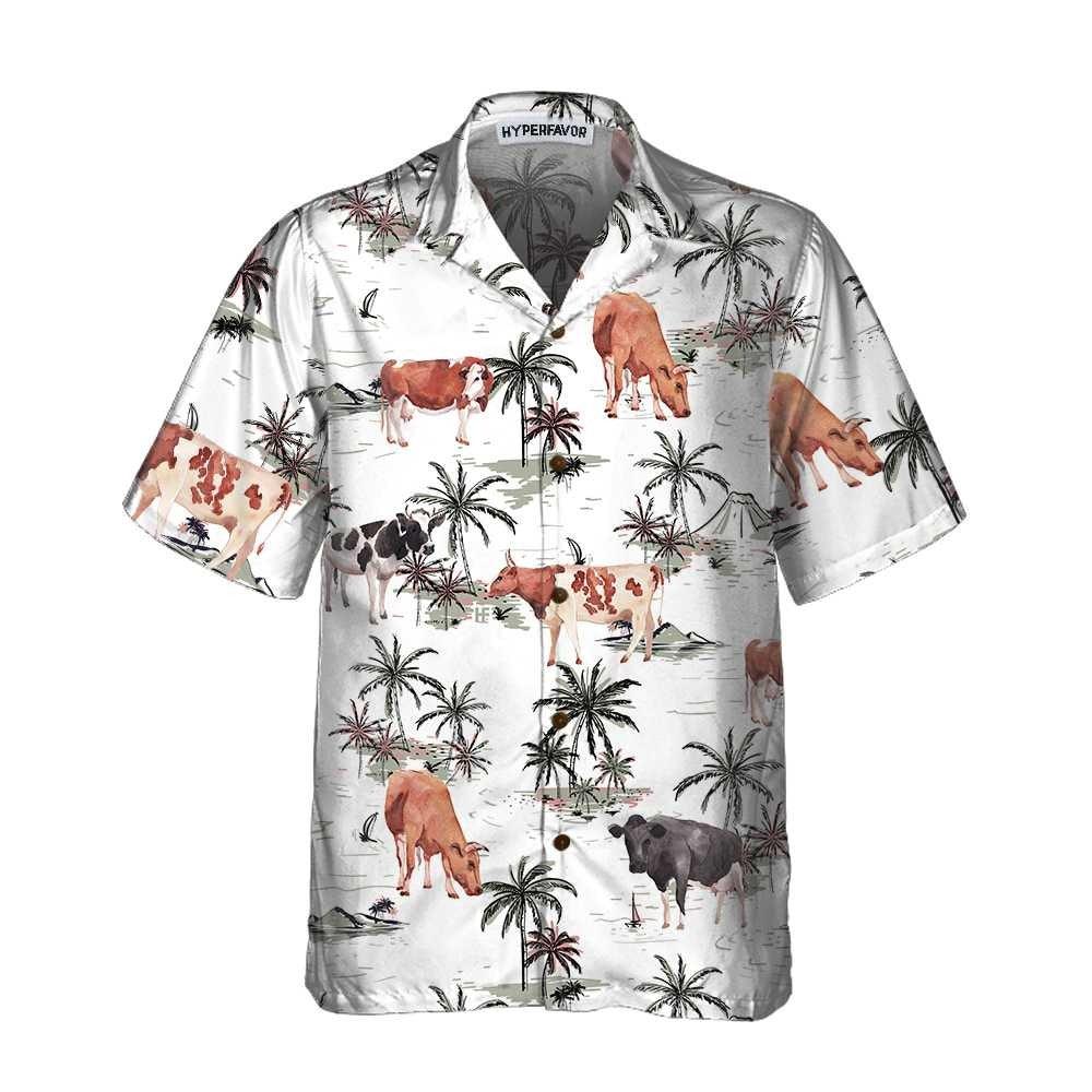 Cow Hawaiian Shirt, Tropical Island And Cows Aloha Shirt For Men Women - Perfect Gift For Cow Lovers, Husband, Boyfriend, Friend, Family, Wife - Image 3