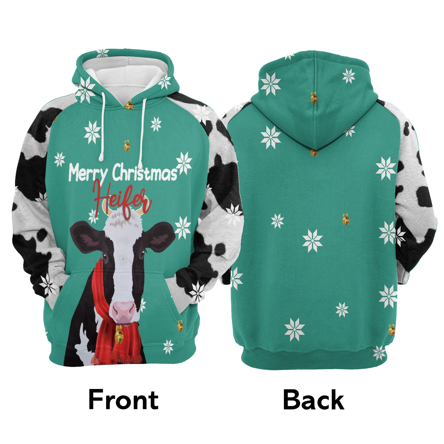 Cow Xmas Premium Christmas Hoodie, Cow Merry Christmas Heifer Unisex Hoodie For Men & Women - Perfect Gift For Christmas, Friends, Family - Image 3
