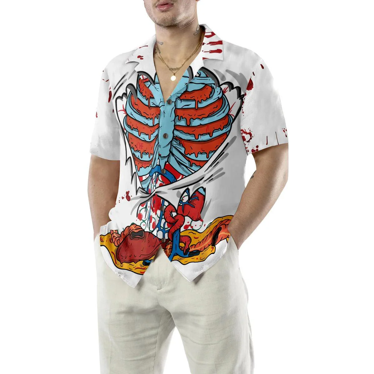 Creepy Hawaiian Shirt - Creepy Ripped Open Rib Cage Organs Hawaiian Shirt - Perfect Gift For Friend, Family - Image 5