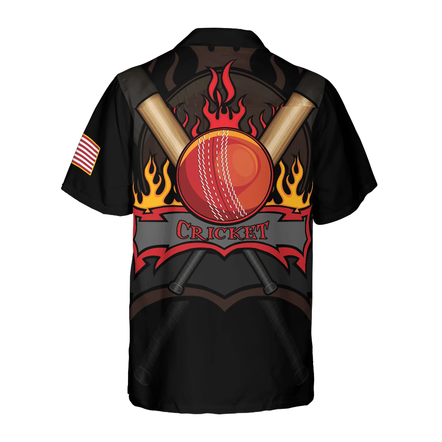 Cricket Flame American Flag Aloha Hawaiian Shirt For Summer, Colorful Hawaiian Shirt Outfit For Men Women, Friend, Team, Cricket Lovers - Image 2