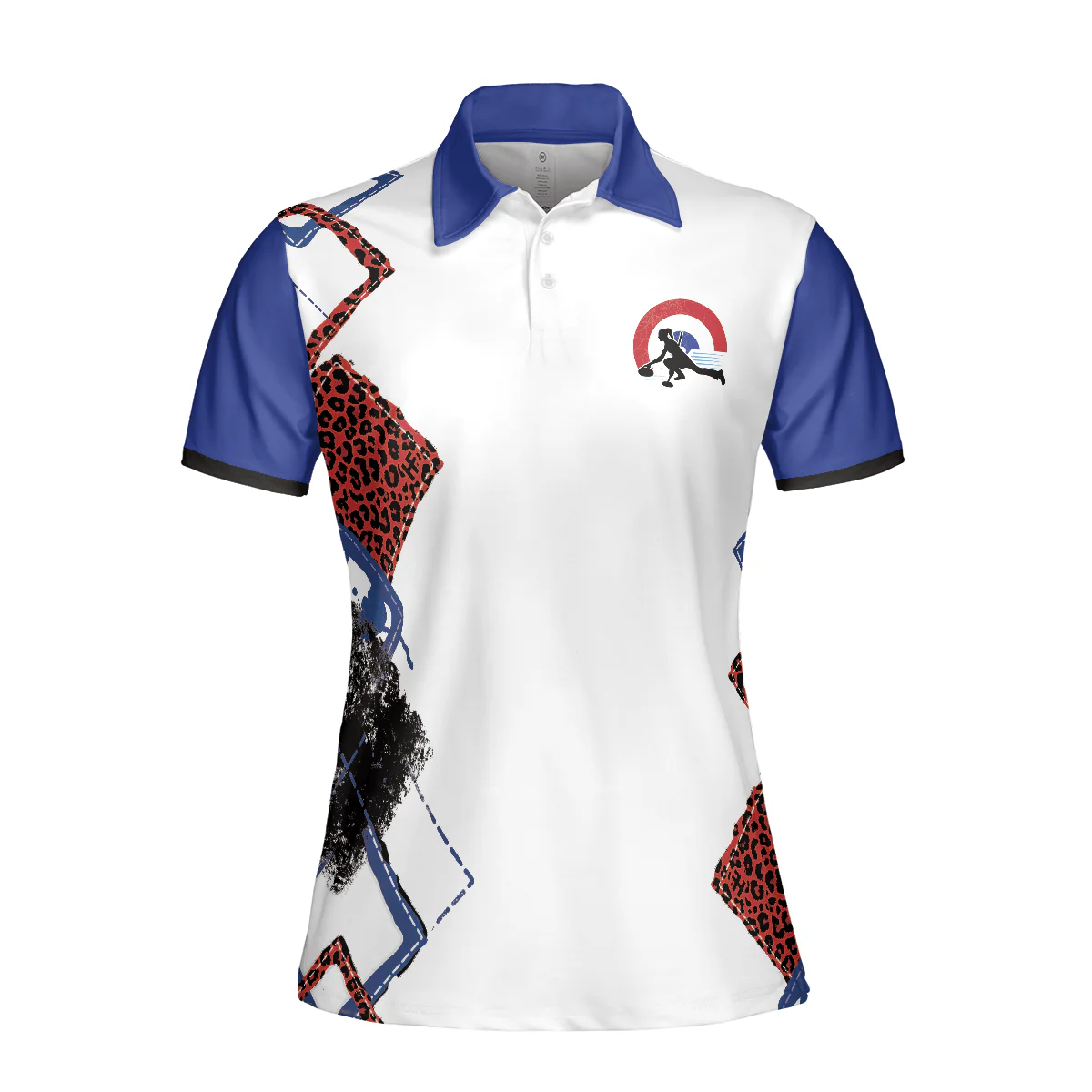 Curling Women Polo Shirt, Weekend Forecast Curling, Red Leopard Pattern Women Polo Shirts, Perfect Gift For Female, Ladies, Girls, Curling Lovers - Image 4
