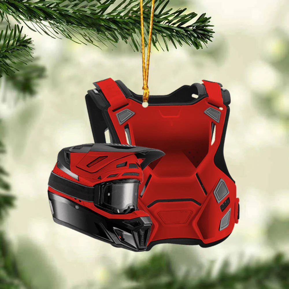 Custom Acrylic Christmas Ornament, Personalized Motocross Chest Protector And Helmet Acrylic Christmas Ornament For Motocross Lover - Image 2