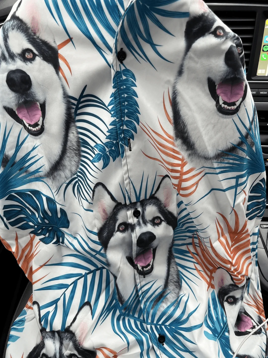 Custom Aloha Hawaiian Shirts With Dog Face - Leaves Pattern White Color Aloha Shirt, Custom Dog Pet Face Aloha Hawaiian Shirts & Tops For Men, Women - Image 4