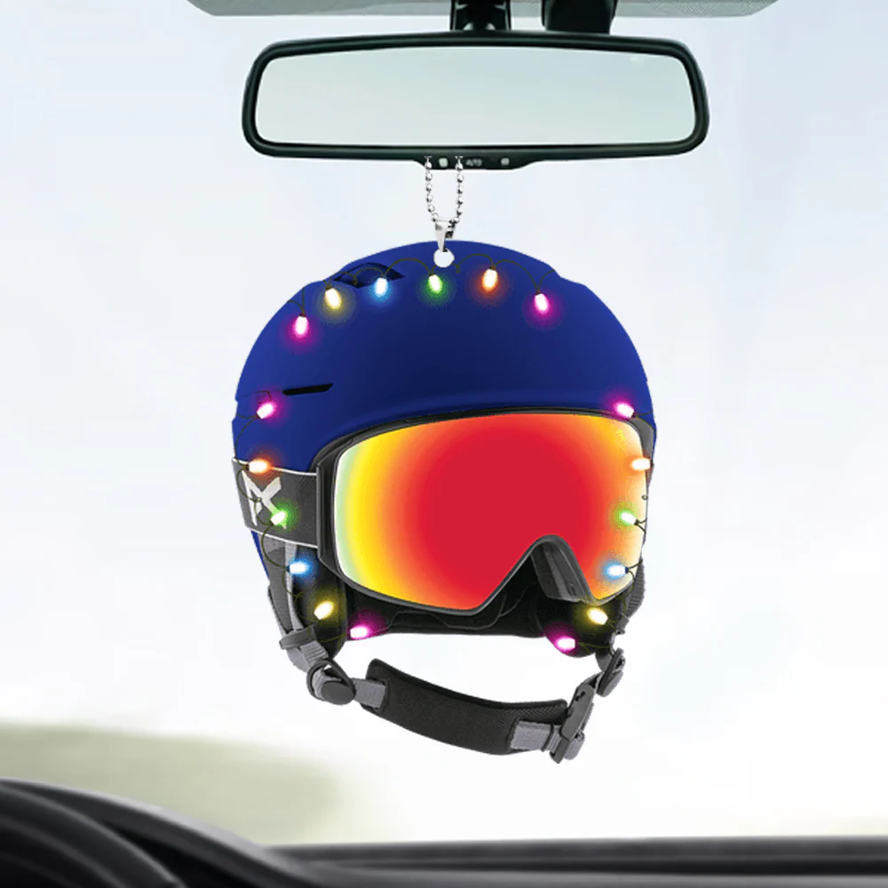 Custom Baseball Acrylic Car Hanging Ornament,Personalized Skiing Helmet With Christmas Light Acrylic Car Hanging Ornament For Baseball Lover - Image 2