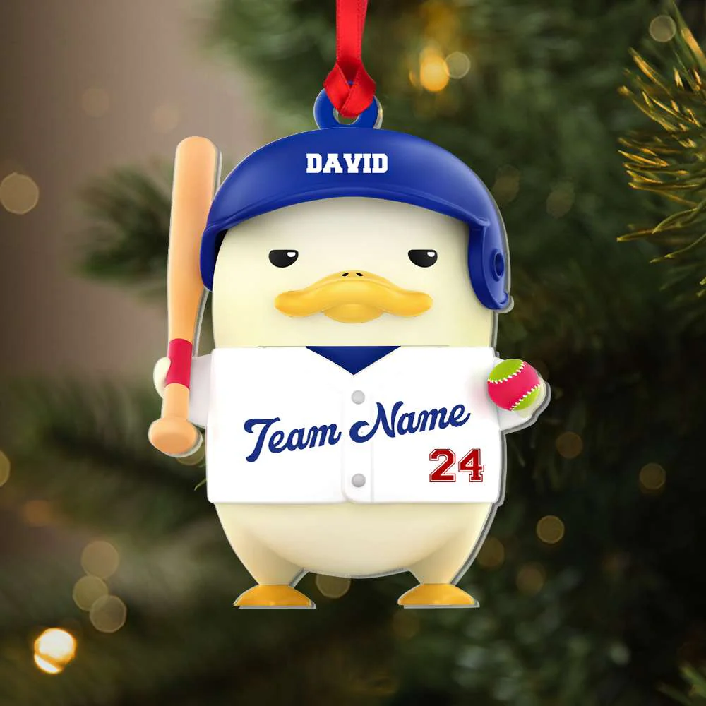 Custom Baseball Acrylic Ornament, Personalized Baseball Funny Duck Acrylic Ornament - Perfect Gift For Baseball Lover, Christmas, New Year - Image 3