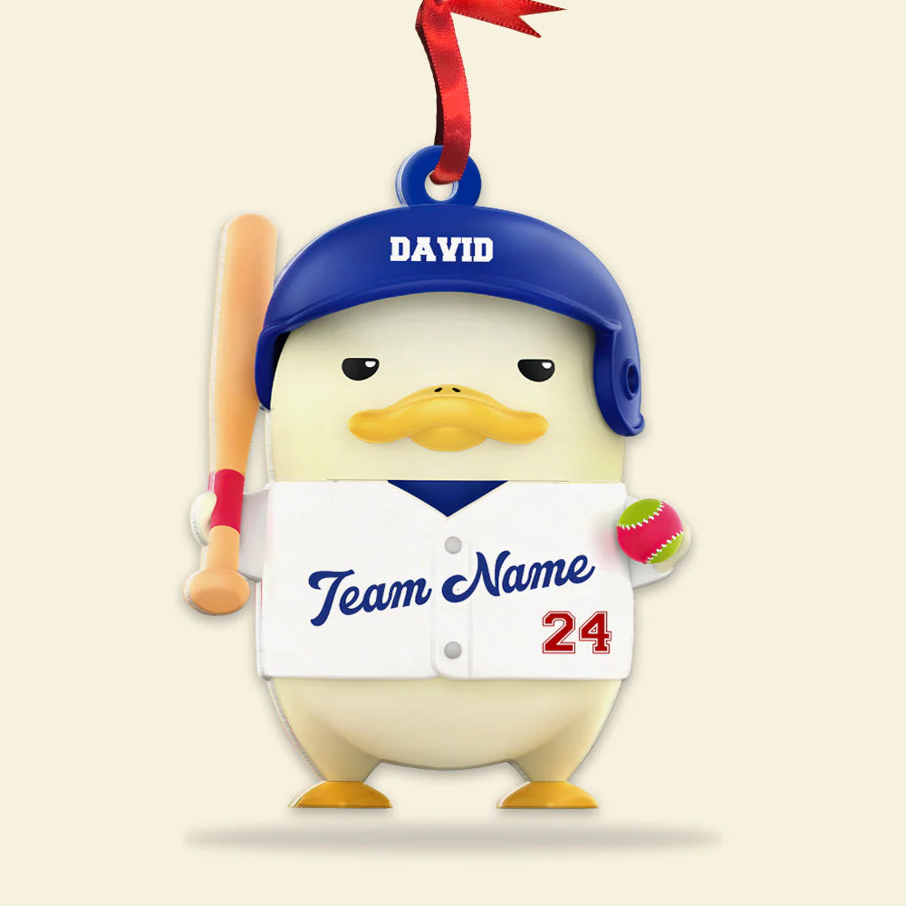 Custom Baseball Acrylic Ornament, Personalized Baseball Funny Duck Acrylic Ornament - Perfect Gift For Baseball Lover, Christmas, New Year - Image 4