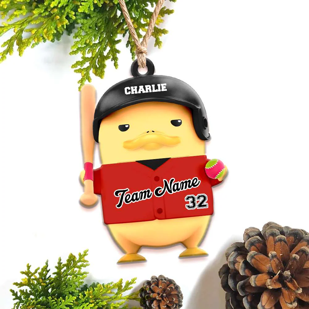 Custom Baseball Acrylic Ornament, Personalized Baseball Funny Duck Acrylic Ornament - Perfect Gift For Baseball Lover, Christmas, New Year - Image 5