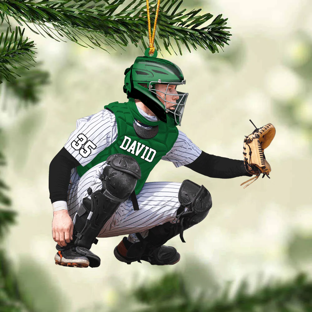 Custom Baseball Acrylic Ornament, Personalized Baseball Player Catcher Christmas Acrylic Ornament For Baseball Lover, Christmas, New Year - Image 2