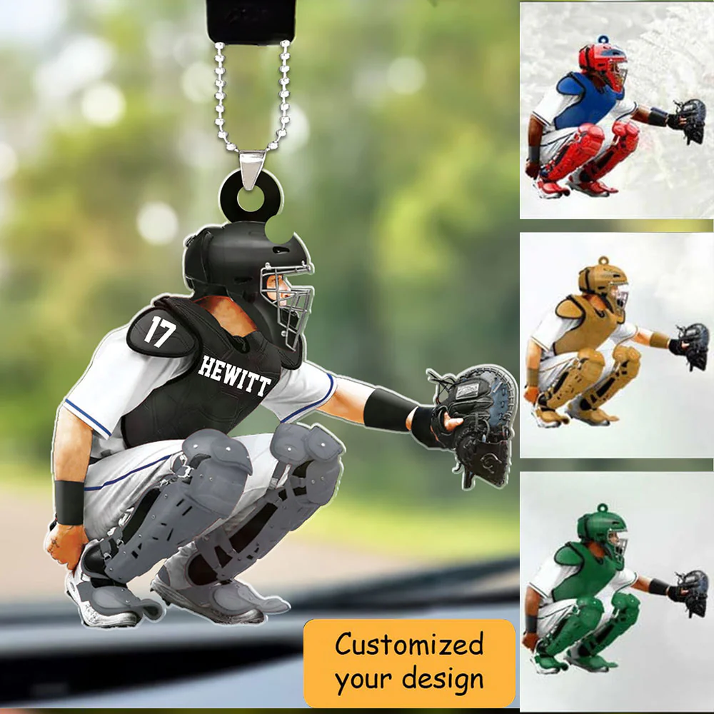 Custom Baseball Car Ornament, Personalized Baseball Men Catcher Car Ornament For Baseball Team, Christmas, New Year - Image 2