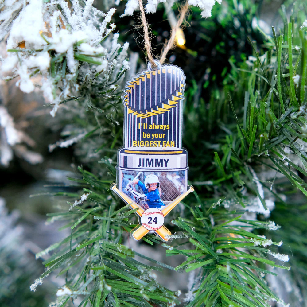 Custom Baseball Trophy Acrylic Ornament, Personalized Photo I'll Always Be Your Biggest Fan Acrylic Ornament - Perfect Gift For Baseball Lover - Image 4