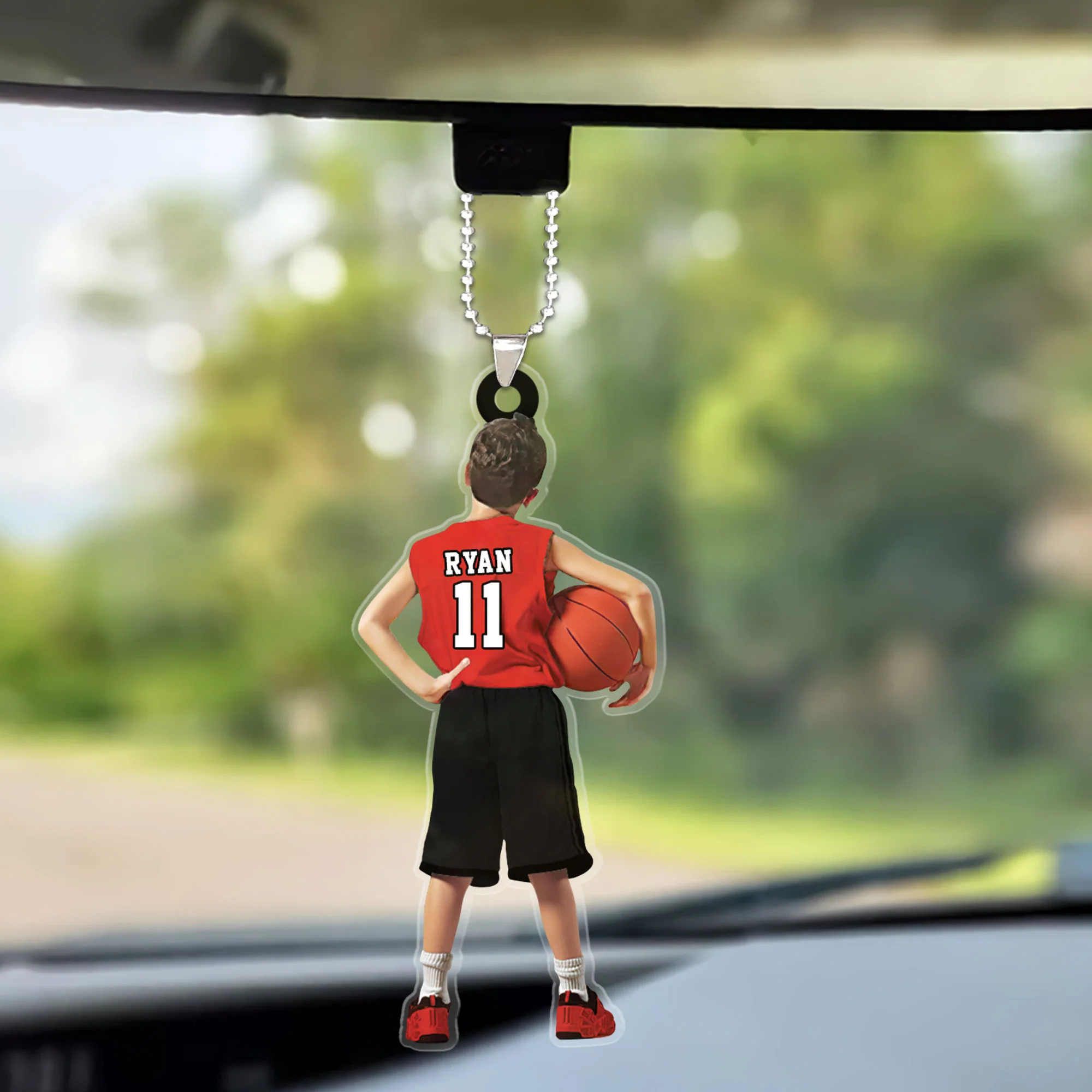 Custom Basketball Acrylic Christmas Keychain, Personalized Kids Little Boy Basketball Acrylic Keychain For Basketball Lover, Christmas - Image 4