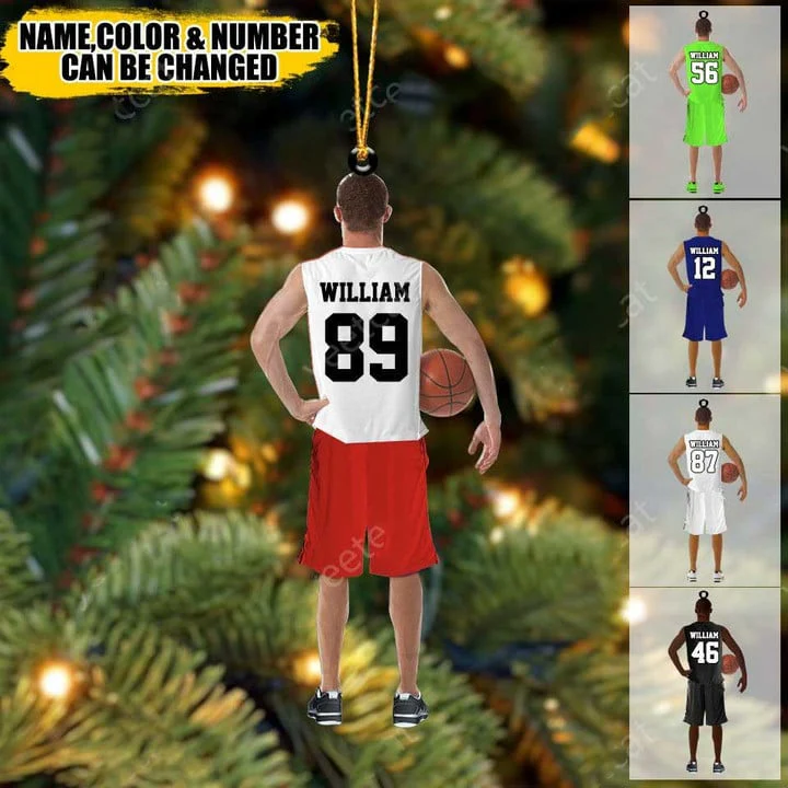 Custom Basketball Acrylic Christmas Ornament, Personalized Basketball Man, Basketball Boy Holding Acrylic Ornament For Basketball Lover - Image 2