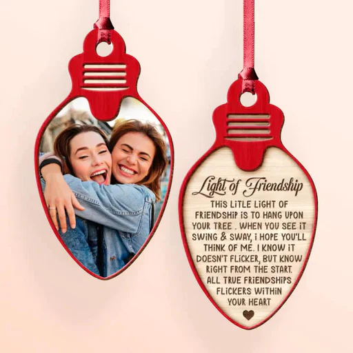 Custom Best Friend Photo 2-Sided Wooden Ornament, Customized Friend Photo Wood Ornament, Light Of Friendship - Christmas Gift For Best Friends - Image 4