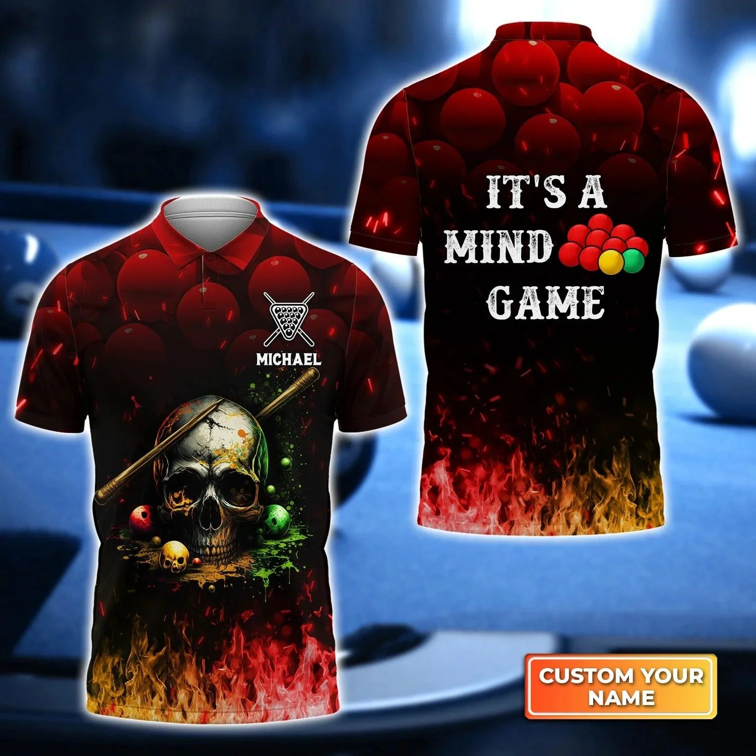 Custom Billiard Men Polo Shirt - Billiard Snooker It's A Mind Personalized Name Polo Shirt, Perfect Billiard Polo Shirt For Men, Billiard Players