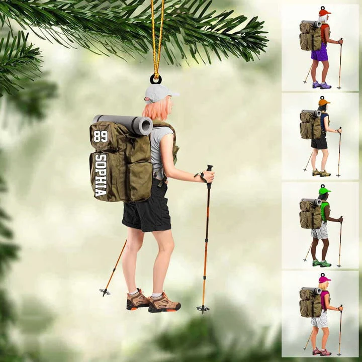Custom Blimbing Acrylic Christmas Ornament, Personalized Hiking Girl, Climbing Girl Acrylic Christmas Ornament For Blimbing Lover - Image 2