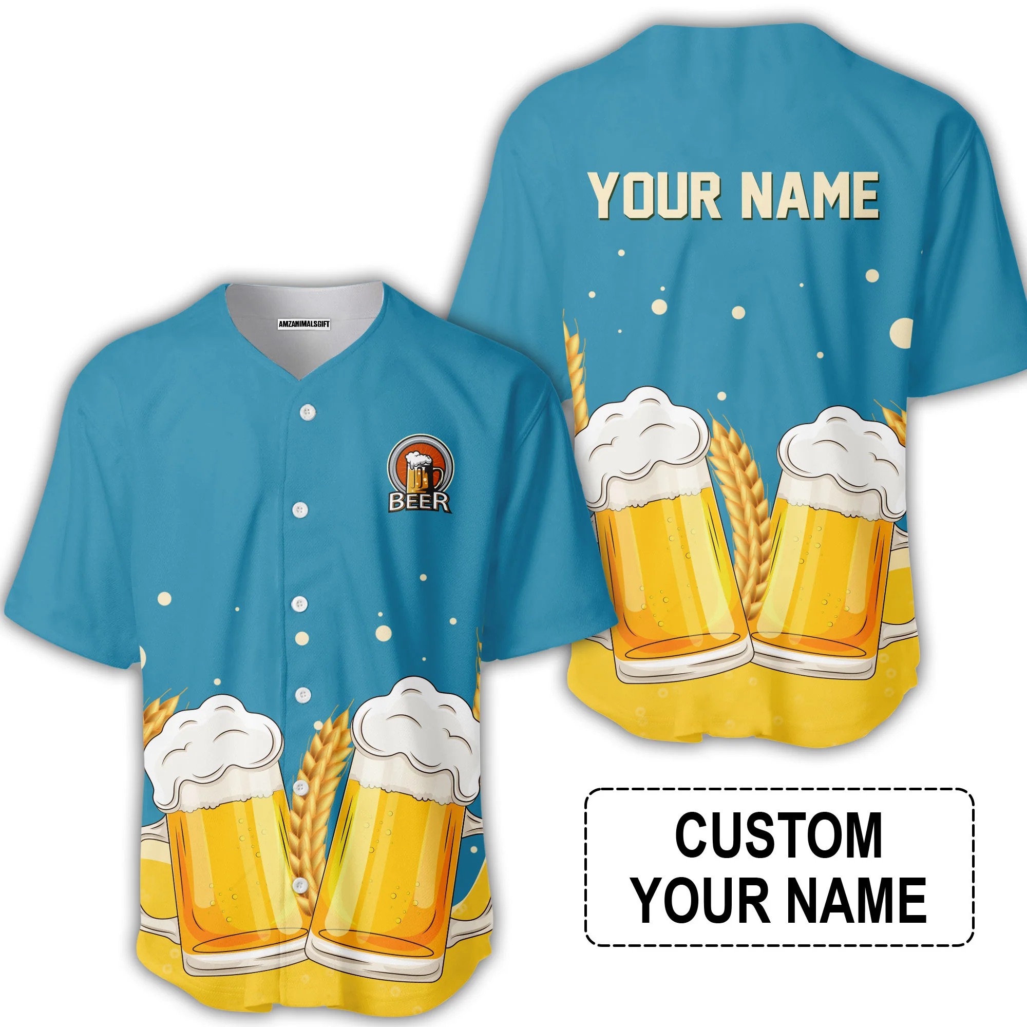 Custom Blue Beer Pattern Design Oktoberfest Beer Festival Performance Polo Shirt - Image 5