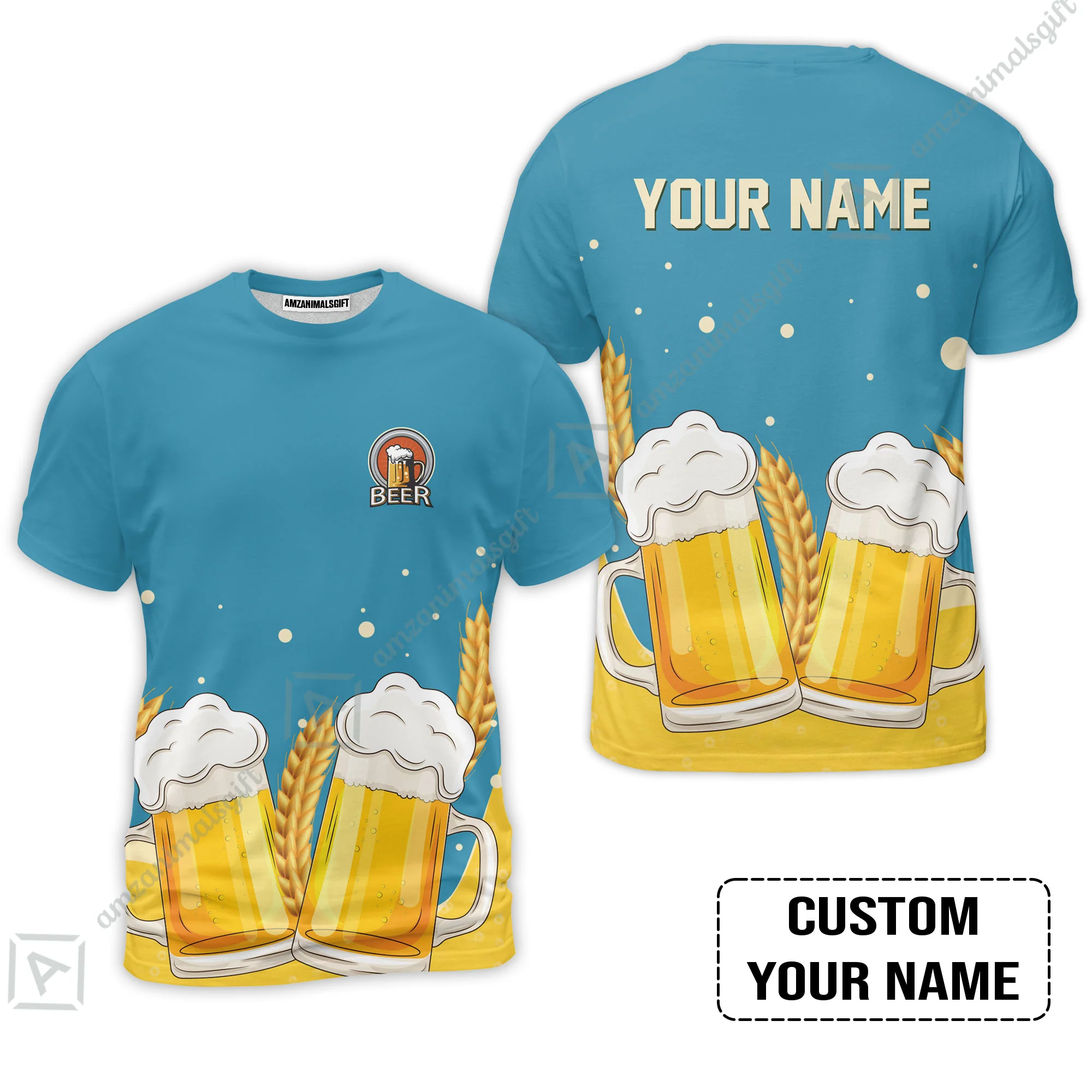 Custom Blue Beer Pattern Design Oktoberfest Beer Festival Performance Polo Shirt - Image 4