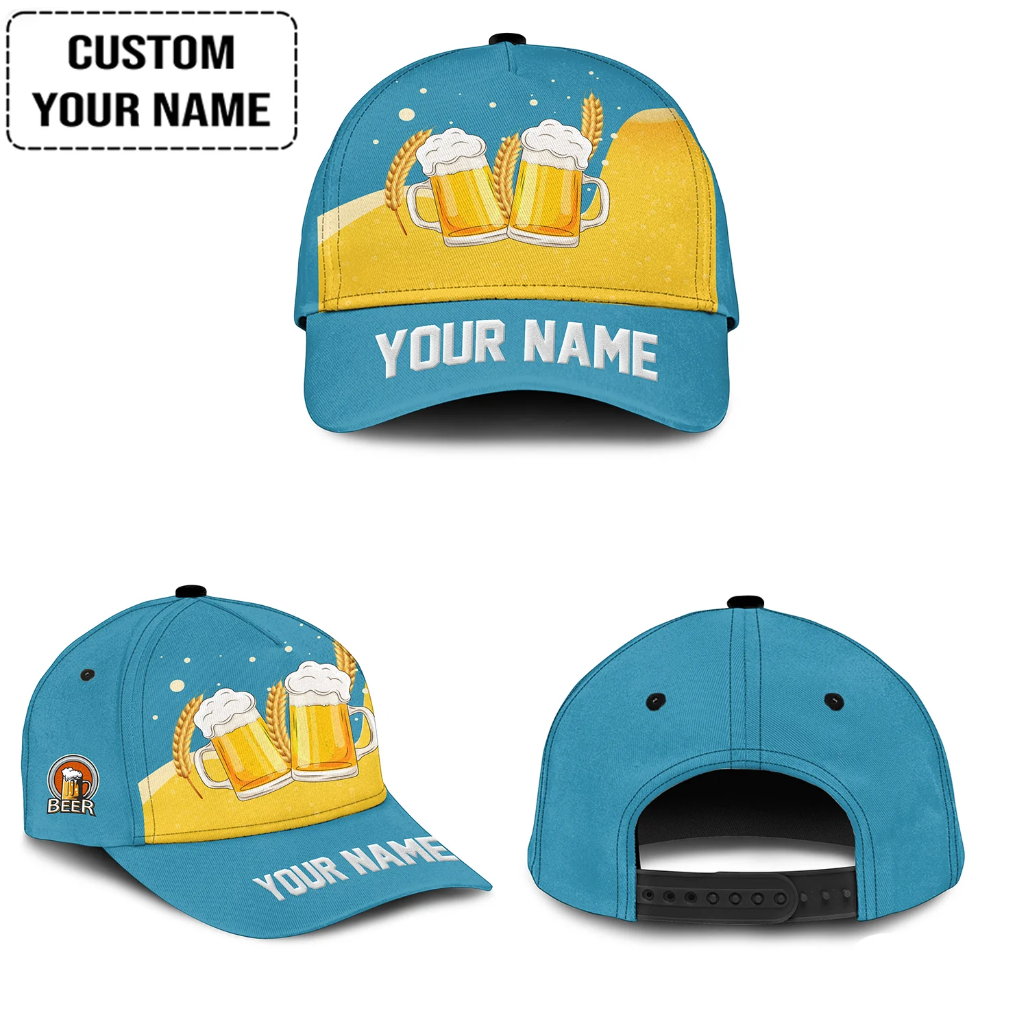 Custom Blue Beer Pattern Design Oktoberfest Beer Festival Performance Polo Shirt - Image 6